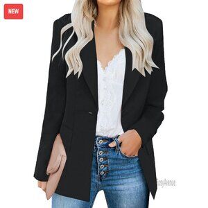 Slim Fit Long Sleeve Lapel Blazer Jacket for Women Office Casual